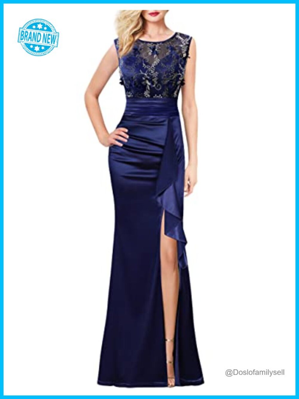 Formal Ruched Ruffles Evening Prom Wedding Party Maxi Dress
